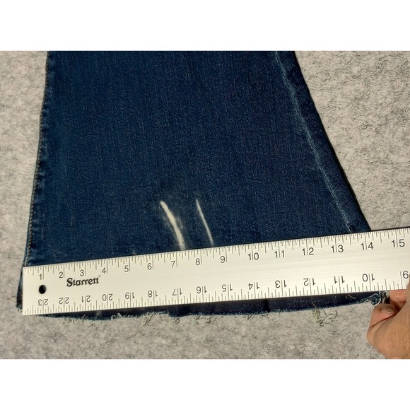 Rue 21 Super High Rise Flare Raw Hem Button Fly Dark Wash Denim Jeans 2 NWT Gift - Picture 4 of 16